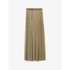 The Frankie Shop Womens Khaki Vallen Pleated Mesh Maxi Skirt In Brown