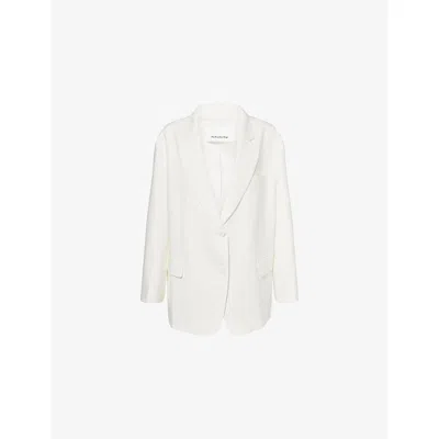 The Frankie Shop Womens White Bea Single-breasted Stretch-woven Blazer
