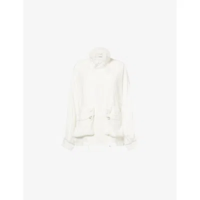 The Frankie Shop Womens White Breya Funnel-neck Woven Jacket Xxs