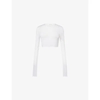 The Frankie Shop Womens White Kazel Semi-sheer Knit Long-sleeve Top