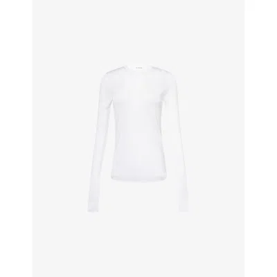 The Frankie Shop Womens White Kazel Semi-sheer Knitted Top