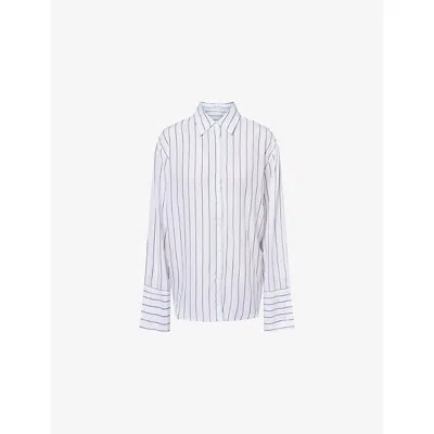 The Frankie Shop Womens White/black Stripe Anvers Striped Woven Shirt In Multi