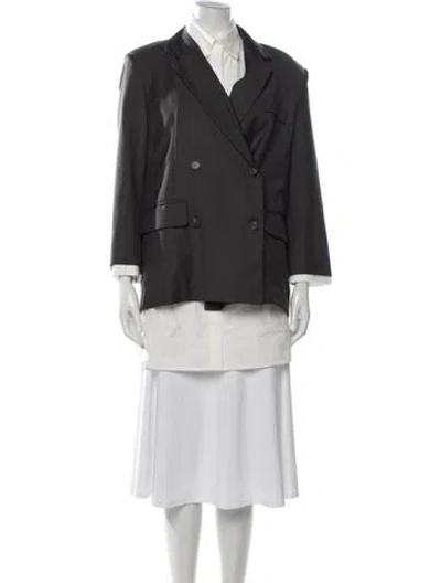 Pre-owned The Frankie Shop Wool Blazer In Grey