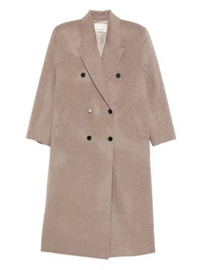 The Frankie Shop Wool Blend Double-breasted Coat In Brown