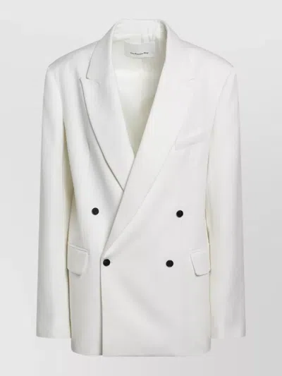 The Frankie Shop Double-breasted Wool-blend Jacket In White