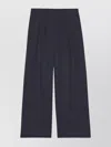 The Frankie Shop Wool Blend Wide Leg Trousers With Belt Loops In Black