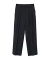 The Frankie Shop Wool Blend Wide Leg Trousers With Belt Loops In Blue