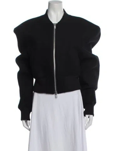 Pre-owned The Frankie Shop Wool Bomber Jacket In Black