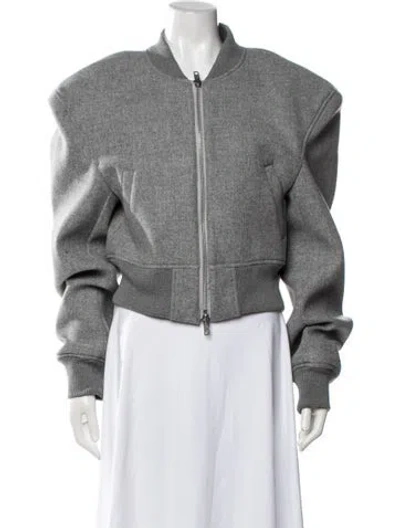 Pre-owned The Frankie Shop Wool Bomber Jacket In Grey