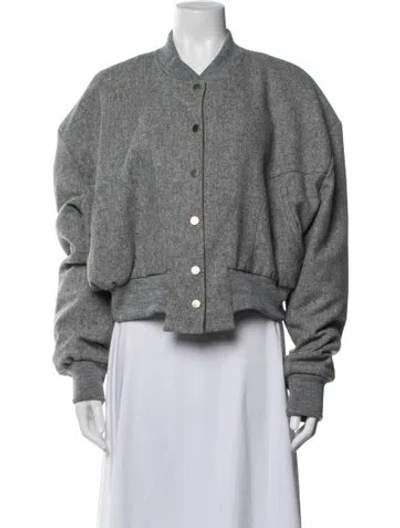 Pre-owned The Frankie Shop Wool Bomber Jacket In Grey