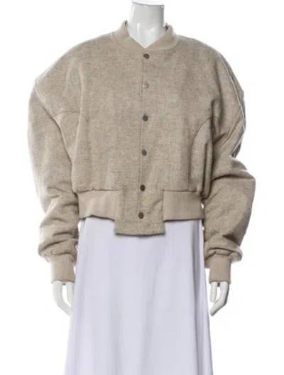 Pre-owned The Frankie Shop Wool Bomber Jacket In Neutral