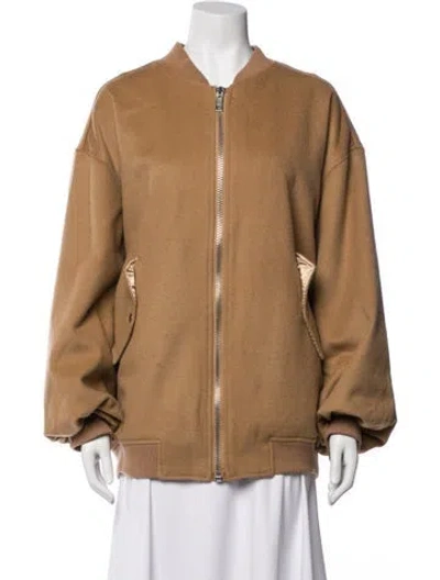 Pre-owned The Frankie Shop Wool Bomber Jacket In Neutrals