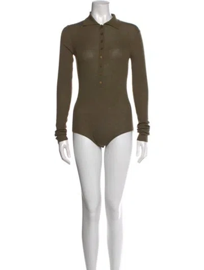 Pre-owned The Frankie Shop Wool Long Sleeve Bodysuit In Green
