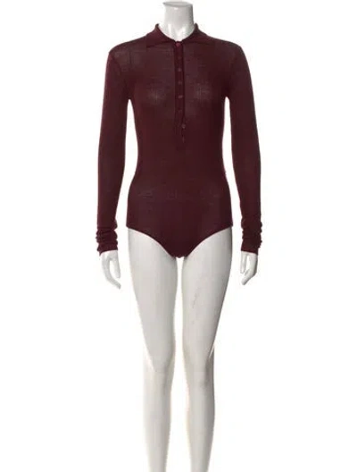 Pre-owned The Frankie Shop Wool Long Sleeve Bodysuit W/ Tags In Burgundy