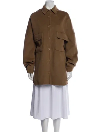 Pre-owned The Frankie Shop Wool Parka In Brown