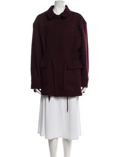 Pre-owned The Frankie Shop Wool Parka In Burgundy