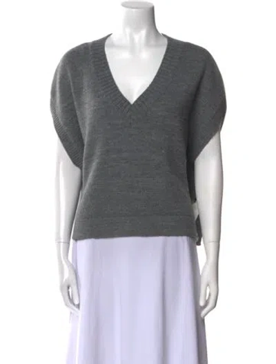 Pre-owned The Frankie Shop Wool V-neck Sweater In Gray