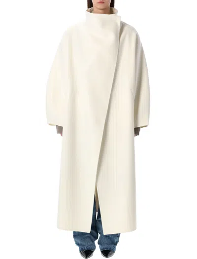 The Frankie Shop Wool-blend Coat For Women In Bianco