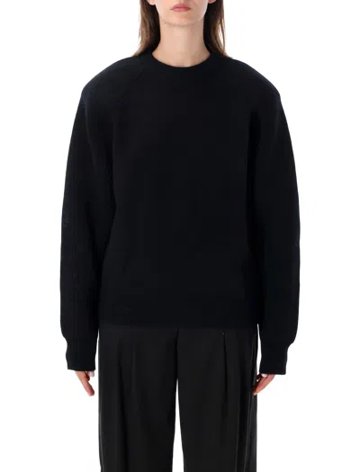 The Frankie Shop Wool-blend Sweater With Raglan Sleeves And Padded Shoulders In Black