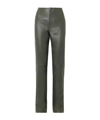The Frankie Shop Ziggy Darted Leather Straight-leg Pants In Gray