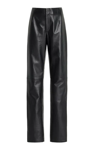 The Frankie Shop Ziggys Leather Straight-leg Pants In Black