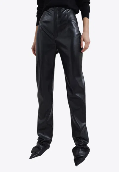 The Frankie Shop Ziggys Long Leather Pants In Black