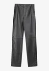 The Frankie Shop Ziggys Long Leather Pants In Gray