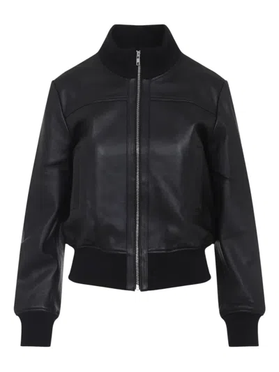 The Frankie Shop Zip-front Ribbed-cuff Jacket In Black