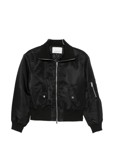 The Frankie Shop Short Storm Technical Fabric Bomber Jacket In Black