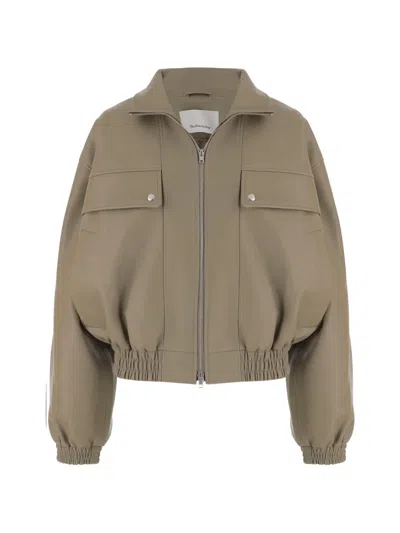 The Frankie Shop High Collar Mini Jacket With Drop Shoulders In Green