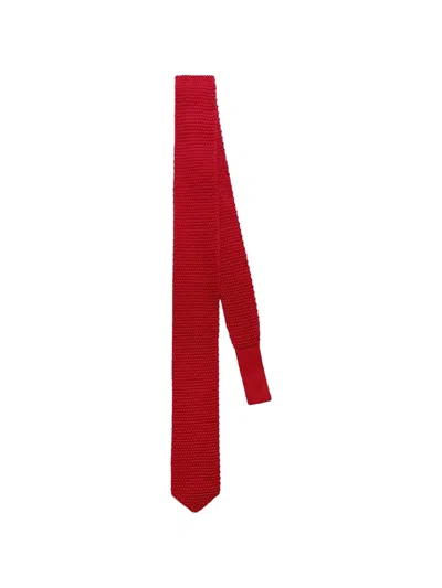 The Frankie Shop Zira Knitted Silk Tie In Red