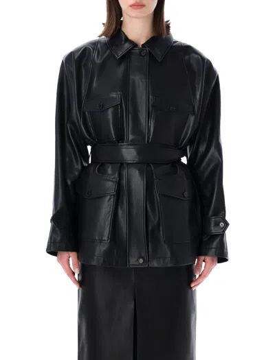 The Frankie Shop Zurich Oversized Short Trench Coat In Black