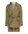 The Frankie Shop Zurich Oversized Short Trench Coat In Green