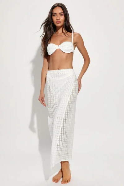 The Frolic Arles Ivory Pointelle Side-tie Sarong Swim Cover-up