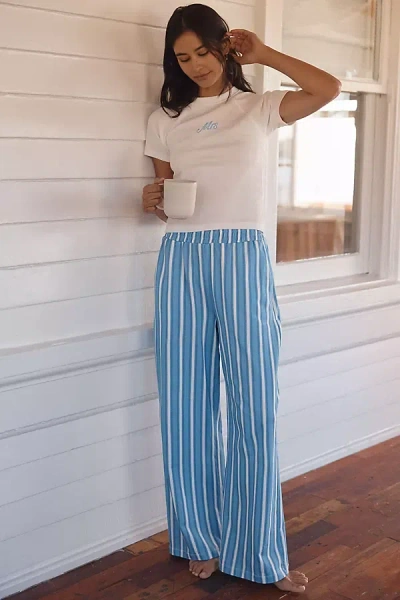 The Frolic Striped Mrs. Cotton Pajama Set In Blue