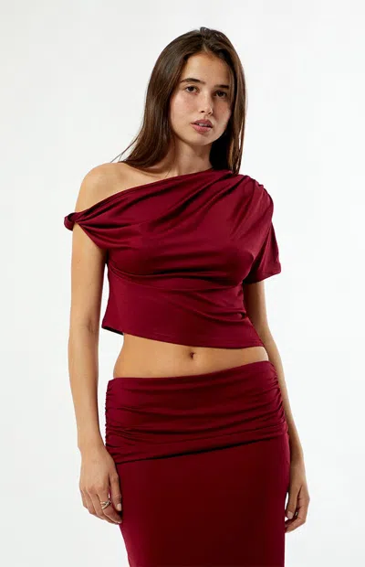 The Frolic Women's Gracie Off-the-shoulder Top In Red In Burgundy