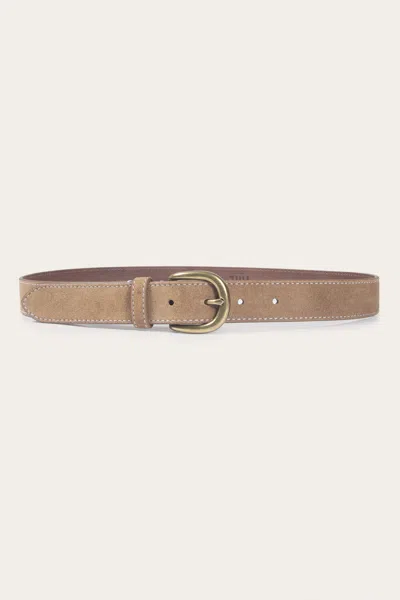 The Frye Company 30mm Suede Belt W/ Contrast Stitching In Beige