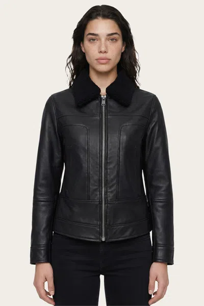 The Frye Company Clementine Sherling Trim Jacket In Black