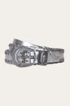 The Frye Company Frye 20mm Belt With 3 Pc Buckle Set & Leather Laced Edge In Silver