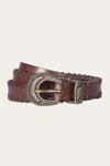 The Frye Company Frye 20mm Belt With 3 Pc Buckle Set & Leather Laced Edge In Tan