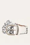 The Frye Company Frye 35mm Tonal Woven Leather Belt In Washed Denim