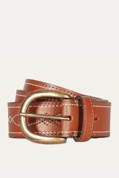 The Frye Company Frye 40mm Belt 2 Tone Stitch In Tan