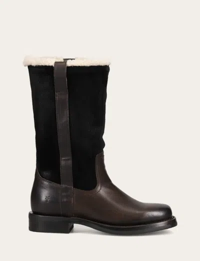 The Frye Company Frye Campus Low Heel Mid Shearling Boots In Black