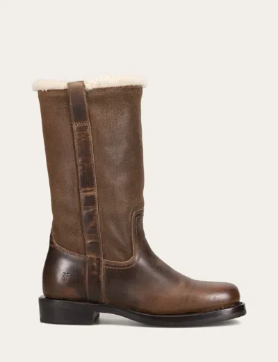 The Frye Company Frye Campus Low Heel Mid Shearling Boots In Brown