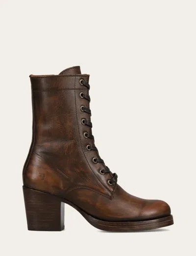 The Frye Company Frye Jean Lace Up Booties In Brown