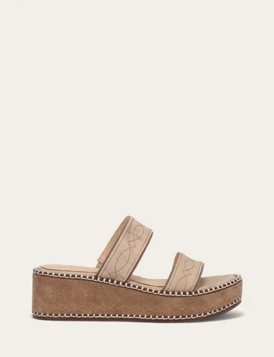 The Frye Company Frye Joy Woodstock 2 Band Platform Slide Sandals In Neutral