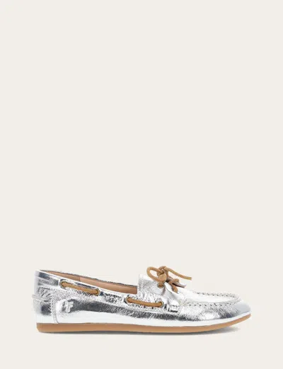 The Frye Company Frye Naya Boat Shoe Loafers In Silver