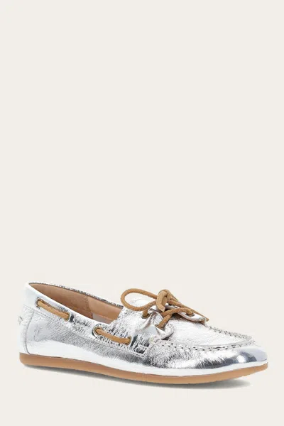 The Frye Company Frye Naya Boat Shoe Sneaker In Silver