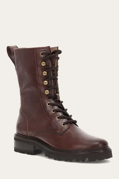 The Frye Company Frye Olivia Combat Lace-up Boots In Bourbon