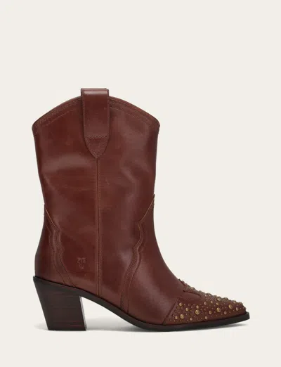 The Frye Company Frye Sara Wingtip Stud Booties In Brown